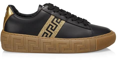 Studded Greca Trainers Black,Gold 